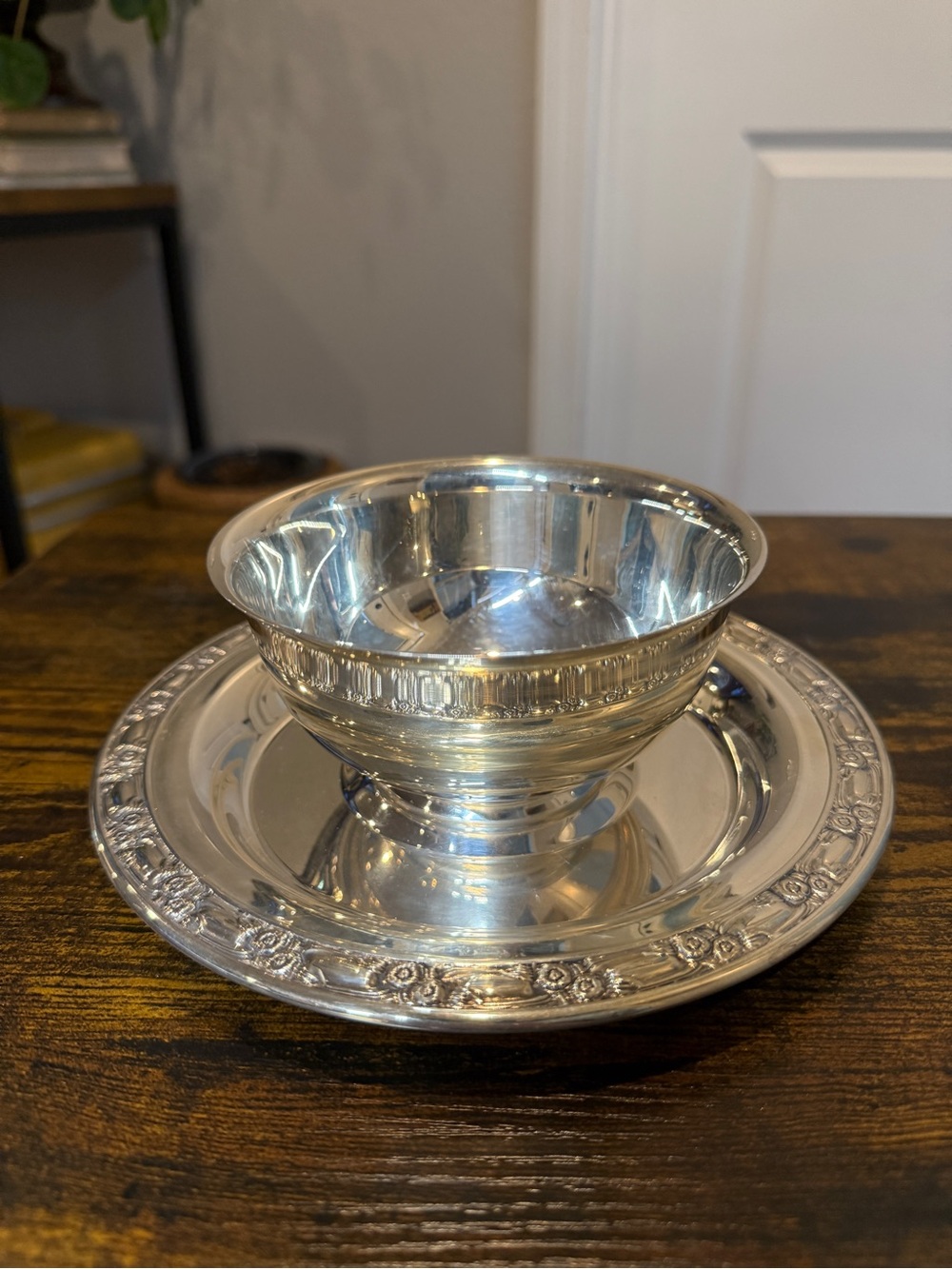 Vintage Leonard Silverplate Pedestal Serving Bowl Compote w/ Ornate Tray